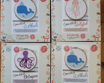 Kits de point de croix Baleine, méduse ou pieuvre