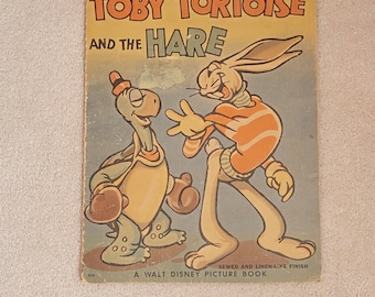 Livre Toby Tortoise and the Hare Linen-Like de Walt Disney 1938