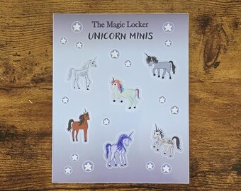 Mini Unicorn Sticker Sheet Premium Vinyl