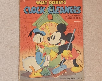 Disney’s Clock Cleaners Mickey Mouse Livre de linen-Like 1938