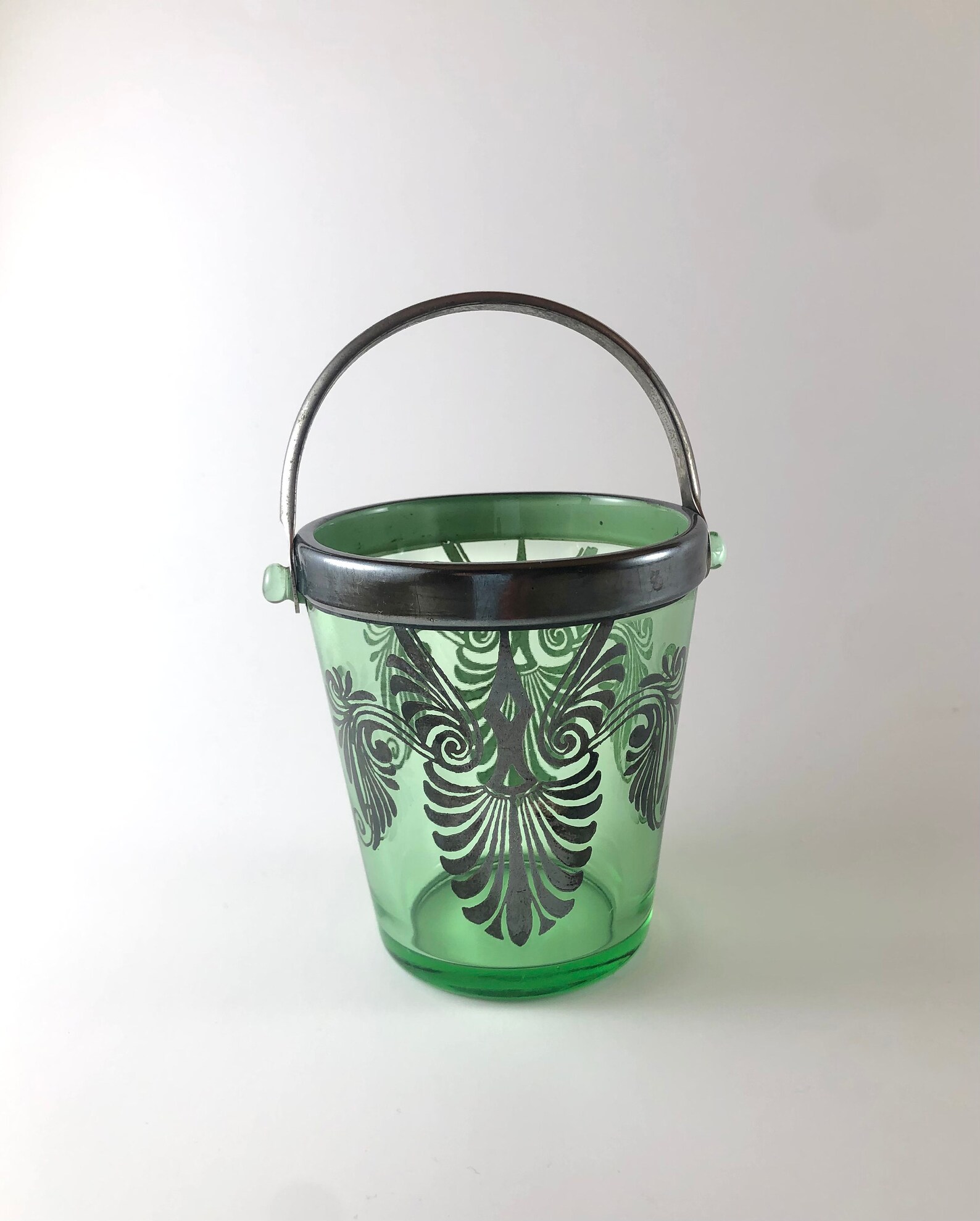 Vintage Antique Green Depression Glass Sugar Pail Ice Bucket Etsy