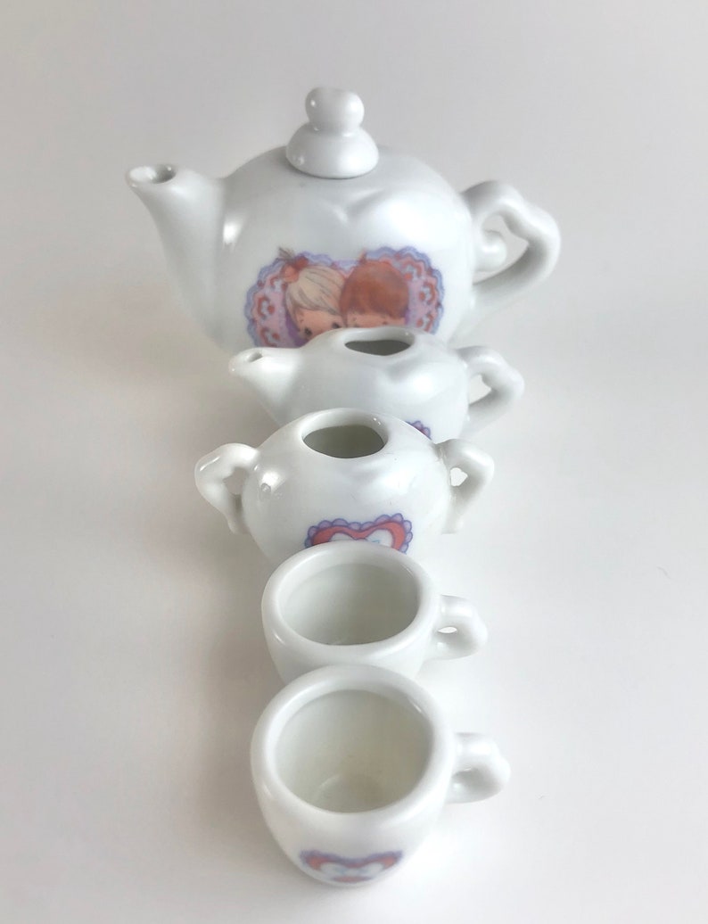 Vintage Precious Moments Miniature Tea Set Porcelain Play Etsy