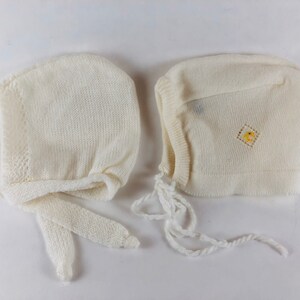 Vintage Baby Infant Bonnets - Set of 2 Soft Baby Hats Head Covers - White/Cream Color