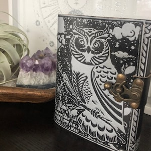 Owl Journal, Lunar Diary, Tarot Journal, Grimoire Leather Journal, Blank Spell Book, Book Of Shadows, Witch Decor, Witchy Gifts