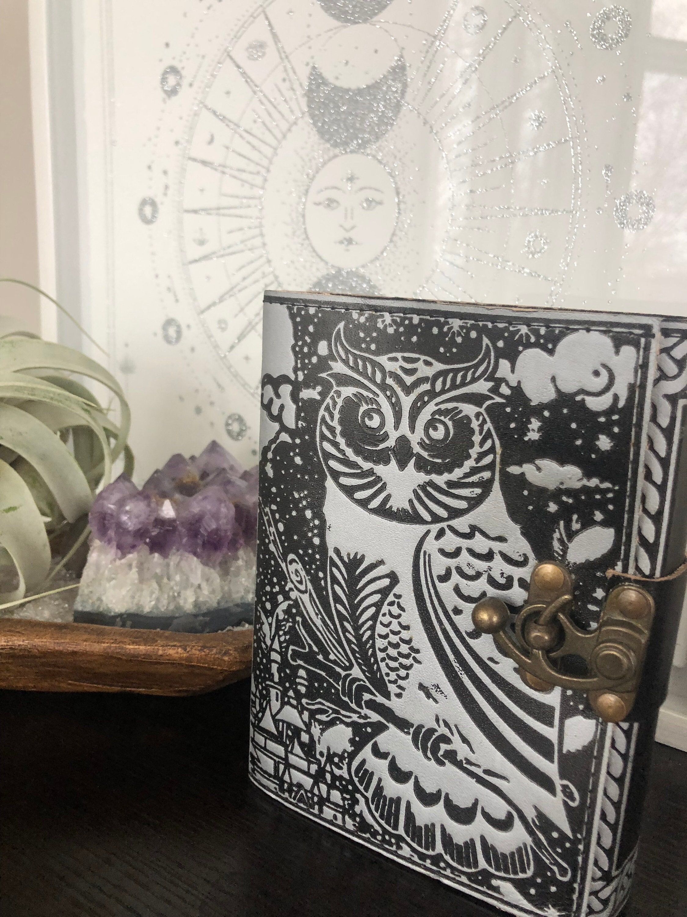 Embossed Leather Owl Journal, Grimoire, Book of Shadows, Witchy Gift