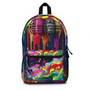 Melting Crayons Backpack: Colorful Art School Bookbag