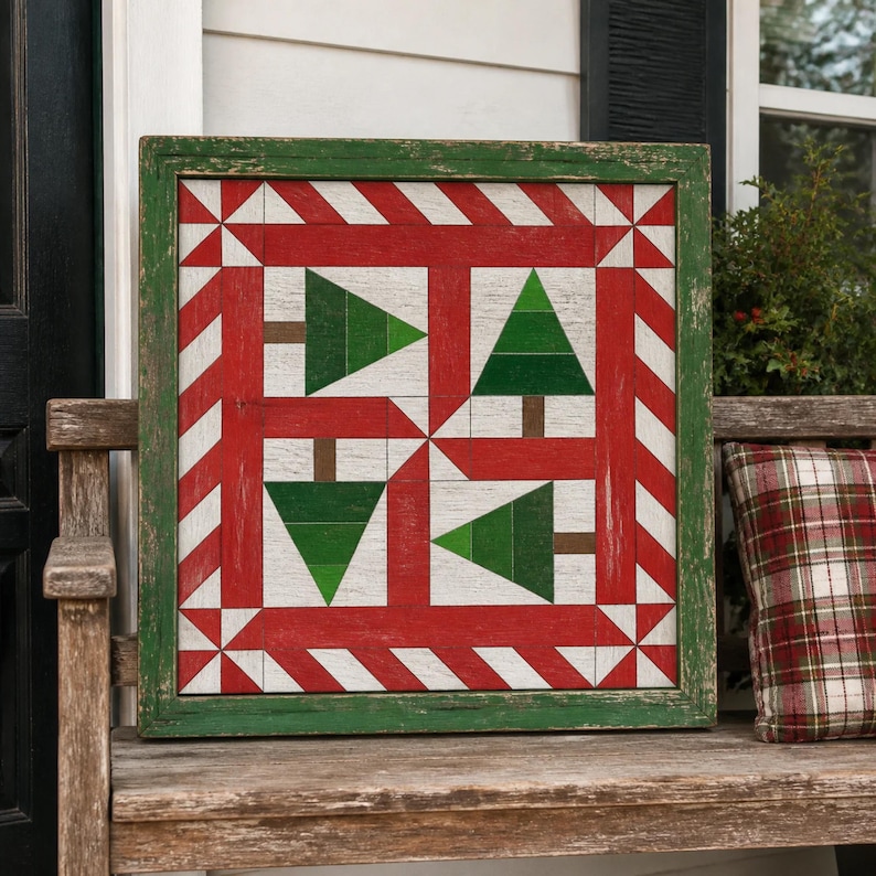 Trees With Candy Cane Border Barn Quilt; Digital Download (SVG and PNG ...