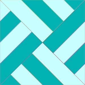 Può includere: Motivo geometrico astratto con rettangoli turchese e azzurro chiaro sovrapposti in diagonale. La disposizione crea un effetto visivo dinamico e moderno. Il design, dai colori tenui, è pulito e minimalista, adatto a vari utilizzi.