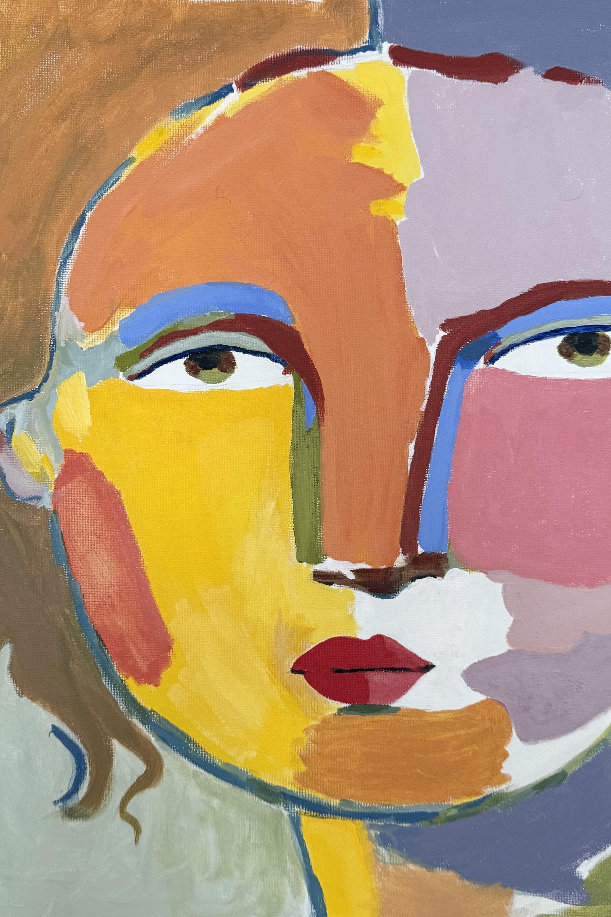 Abstract Colorful Woman Face Painting - Vibrant Acrylic Canvas Art ...