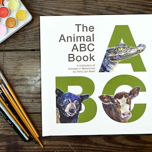 The Animal ABC Book, Hardback, Children's Book, Educational, Watercolor, Signed By Request, Baby Shower, Birthday, Holiday Gift, Terry Nash