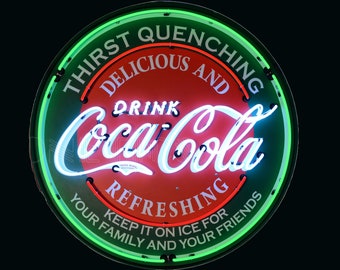 New 32" Coca-Coke-Cola Soda Drink Fountain Service REAL NEON SIGN BEER BAR LIGHT 