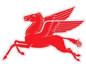 Pegasus Flying Horse Reproduction Die Cut Motor Oil Sign - Multiple Sizes