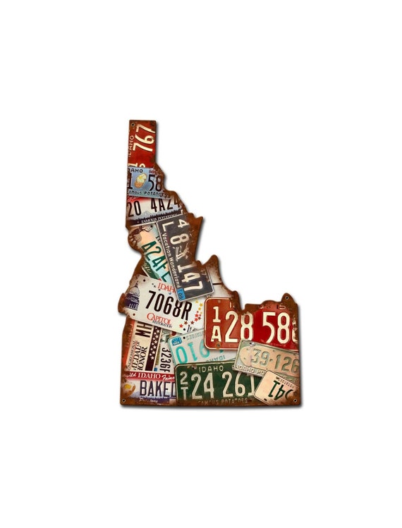 Idaho County License Plate Map Die Cut Idaho License Plate Map Vintage Looking Sign | Etsy