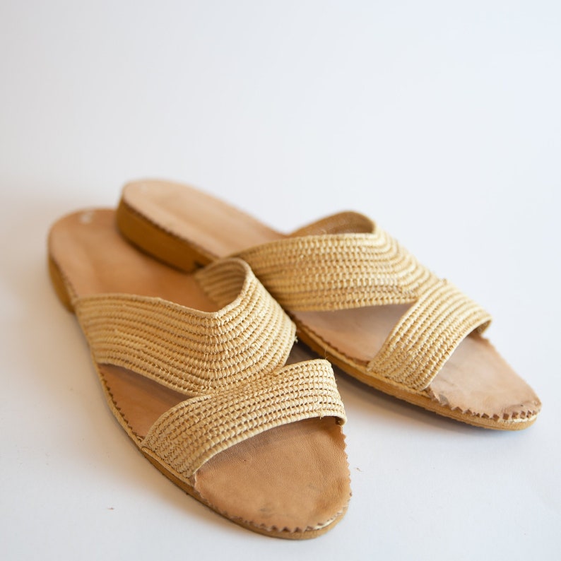 Raffia Sandals Straw Sandals Summer Shoes Espadrilles Bast Etsy