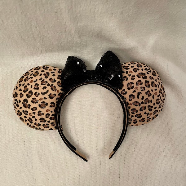 Glitter leopard mickey ears
