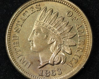 1863 Indian Head Copper Nickel Cent Civil War Date