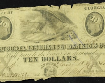 1850 10 Dollar The State of Georgia The Augusta Insurance and Banking Co
