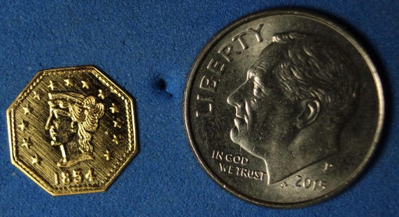 1854 1/2 Dollar Liberty Octagon California Gold Token Rare Bear - Etsy