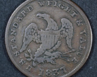 Rare 1837 14th Ward New York Hard Times Token Vintage Coin US