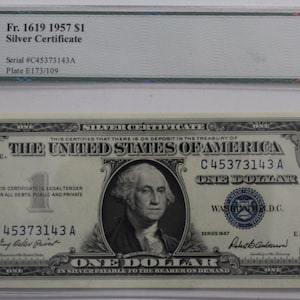 2 - 1957 US 1 Dollar Silver Certificate Notes Slabbed