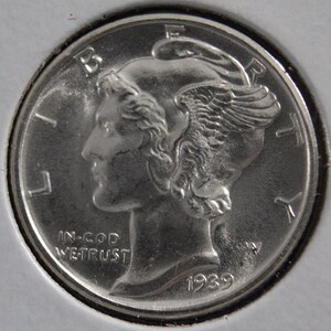 1939-D Mercury Dime Full Bands
