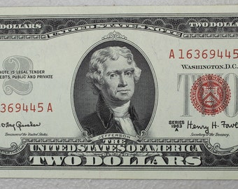 Value of 1963 red note 2 dollar bill