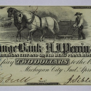 1862 2 Dollar Exchange Bank Of AJ Perrin and Co Marshall Michigan