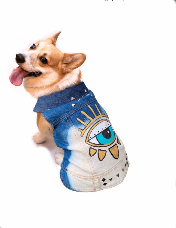 Denim Dog Vest Denim Dog Jacket Dog Jean Jacket Small Etsy