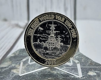 WW2 Navy UK 2 Pound Coin in Coin Wallet