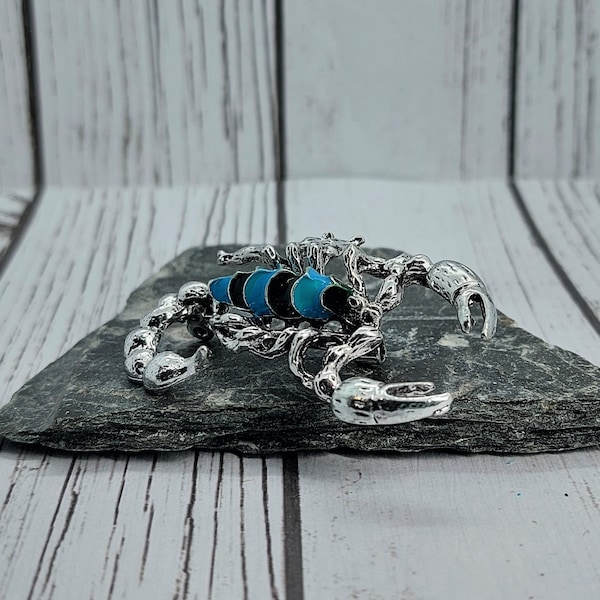 Scorpion Turquoise Body Silver Tone Brooch