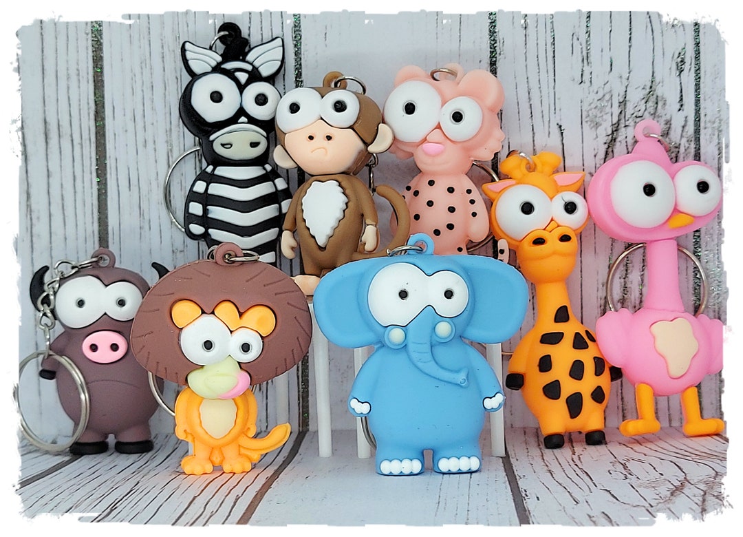 Zoo Animals Key Chains 8 Options Giraffe Zebra Flamingo Elephant Ox ...