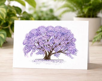 Jacaranda Tree Greeting Card, Purple Floral Art Card, Blank Inside, Spring Birthday Card or Thank You Card