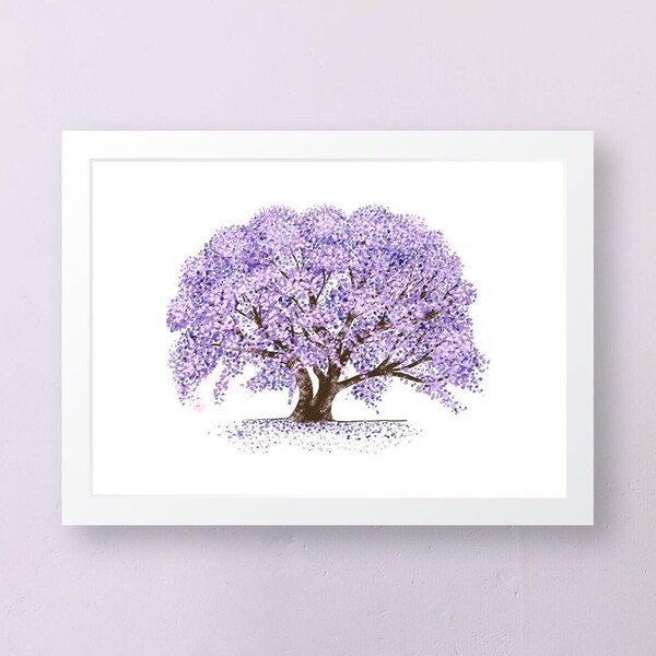 Jacaranda Tree Botanical Home Decor Art Print | Nature Wall Art Jacaranda Tree Print | Unframed Botanical Print