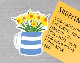 Daffodils in a Cornishware Jug Fridge Magnet | Cornwall Magnet | Cornish Fridge Magnet | Cornwall Gifts | Mother's Day Gift