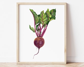 Beetroot Vegetable Kitchen Art Print | Food Illustration | Farmhouse Home Decor | Vegetable Wall Art | Kitchen Decor | Food Poster