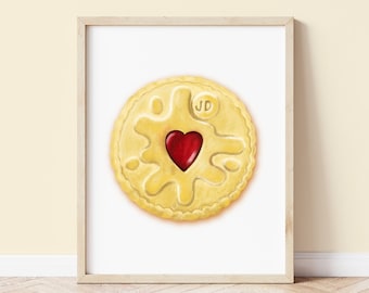 Jammy Dodger Art Print, Biscuit Art Print, British Food Print, Food Wall Art, Food Artwork, Illustrated Food Print, Biscuits