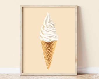 Ice Cream Art Print, Ice Cream Print, Ice Cream Wall Art, Food Art Print, Food Wall Art, Illustrated Food Print