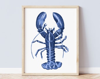 Cornish Blue Lobster Giclée Art Print | Coastal Wall Art | Cornwall Gifts