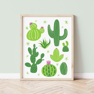 Kaktus Druck | Poster Kaktus | Cactus Kollektion | Western Wohnkultur | Western Wand Kunst | Kaktus-Pflanzensammlung