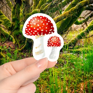 Adorable autocollant découpé en vinyle brillant Champignon féerique, autocollants décoratifs champignons magiques pour carnets de notes et ordinateurs portables