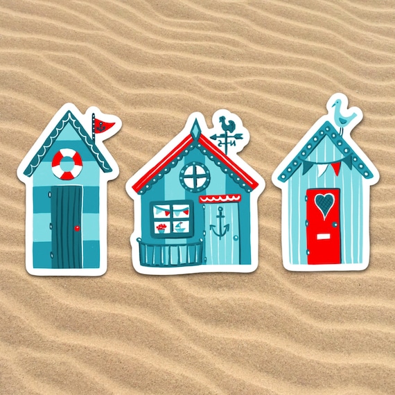 Beach Huts Stickers Pack Beach Seaside Holiday Etsy