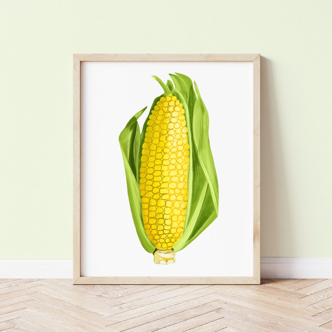 Corn on the Cob Art Print, Vegetable Food Print, Sweetcorn Art Print ...