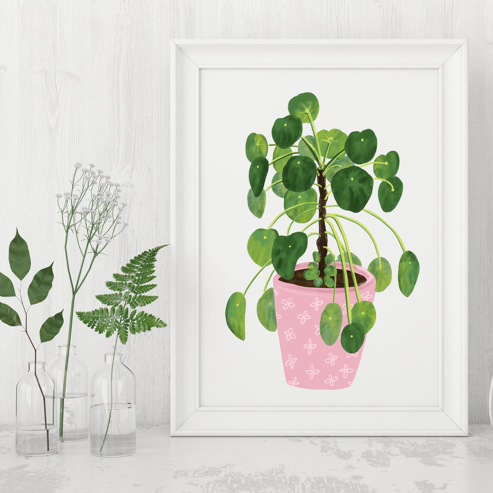 Chinese Money Plant Art Print | Houseplant Wall Art | Botanical Home ...