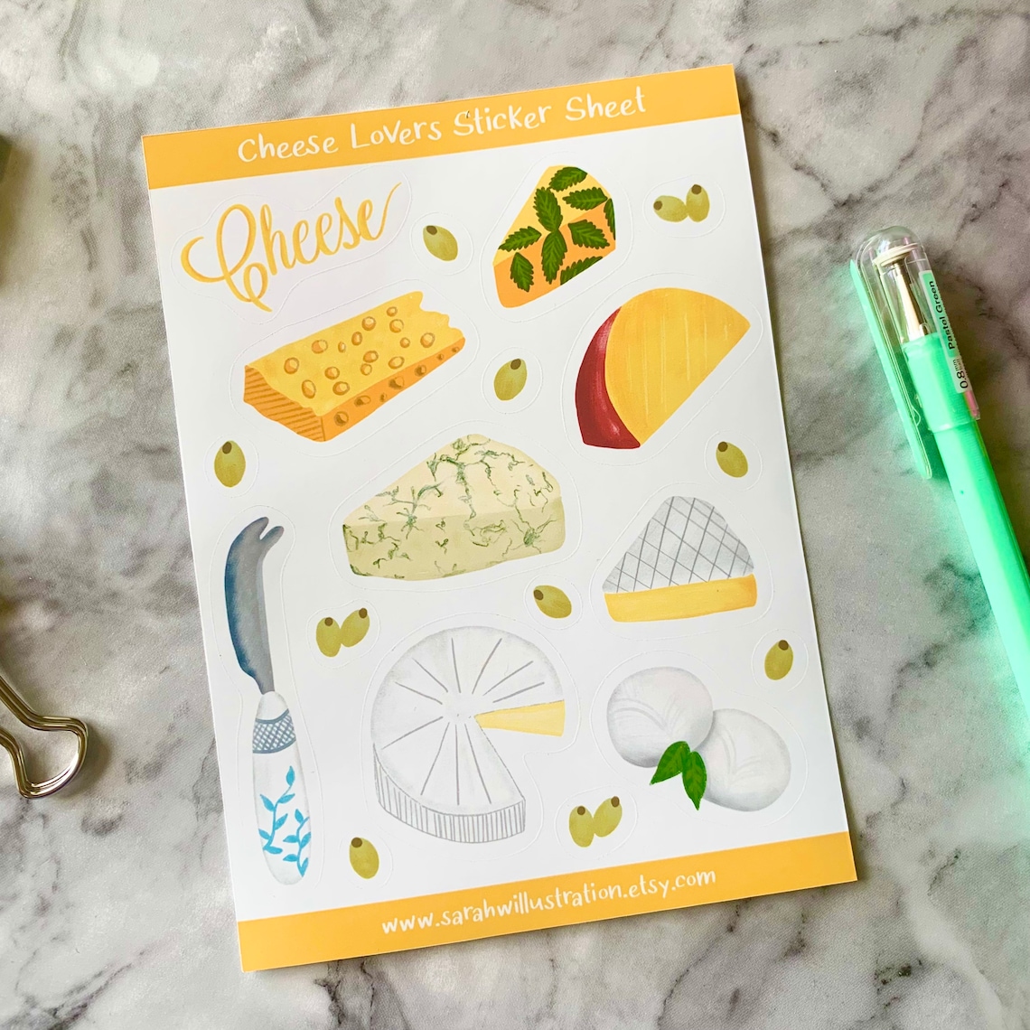 Sticker Sheet With Lots of Different Cheeses, Perfect for Cheese Lovers ...