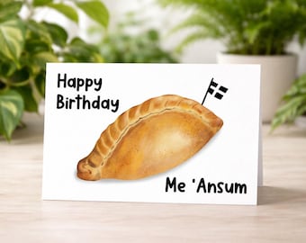 Cornish Pasty Greeting Card | Cornwall Greeting Card | Me Ansum | Cornish Saying | Personalized Gift Card