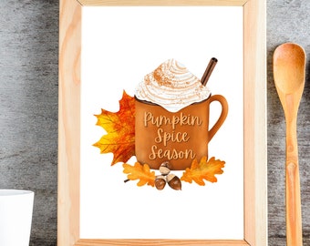 Pumpkin Spice Latte Art Print: Autumn Home Decor