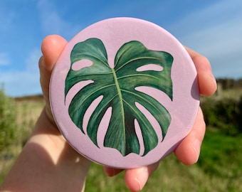 Tropischer Blatt-Taschenspiegel im Boho-Stil, kleine Geschenkidee für sie, perfekte Geschenkidee für Pflanzenliebhaber