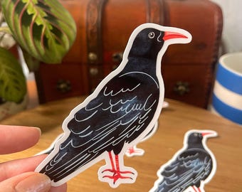 Cornish Chough Sticker | Vinyl Waterproof Stickers | Cornwall Stickers | National Bird of Cornwall | Chough Gifts