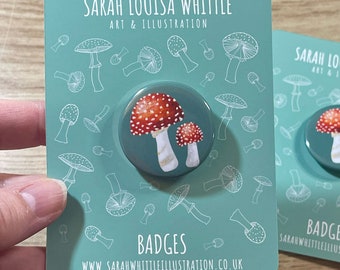 Magic Mushrooms button badge small gift idea for nature lovers, fairy mushroom gifts