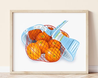 Oranges Art Print: Clementine Illustration, Kitchen Wall Art